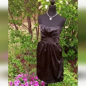 Jolie Satiny Little Black Cocktail Dress With Pockets